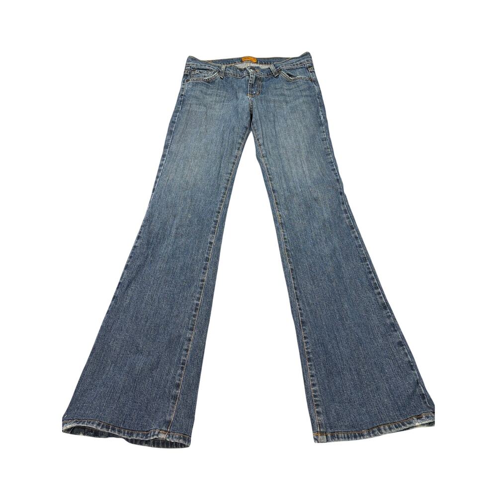 VTG Y2K James low rise flare jeans, dark vintage wash, Size 28. retro, hemmed - Picture 1 of 5